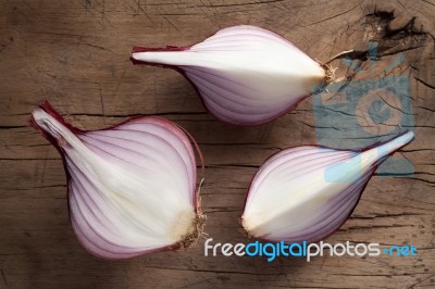 Shallots Still Life Wood Background Stock Photo