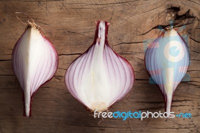 Shallots Still Life Wood Background Stock Photo