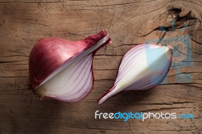 Shallots Still Life Wood Background Stock Photo