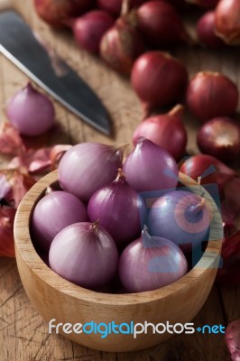 Shallots Still Life Wood Background Stock Photo