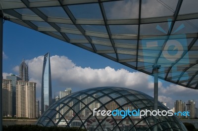 Shanghai Pudong View From Puxi Stock Photo