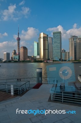 Shanghai Pudong View From Puxi Stock Photo