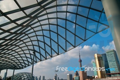 Shanghai Pudong View From Puxi Stock Photo