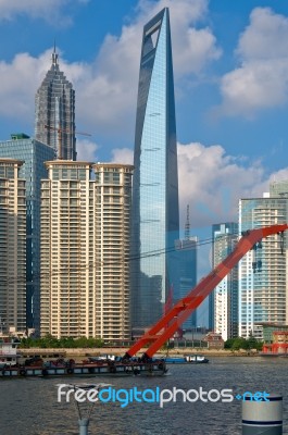 Shanghai Pudong View From Puxi Stock Photo