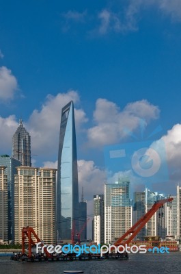 Shanghai Pudong View From Puxi Stock Photo