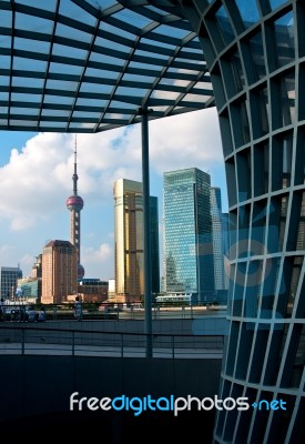 Shanghai Pudong View From Puxi Stock Photo