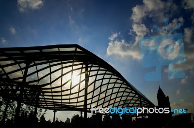 Shanghai Pudong View From Puxi Stock Photo