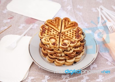 Shaped Waffles On A Plate Stock Photo