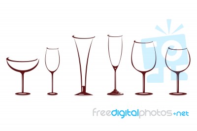 Shapes Of Wine Glasses Stock Image