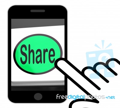 Share Button Displays Sharing Webpage Or Picture Online Stock Image