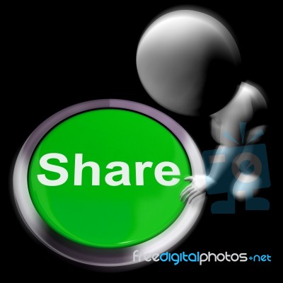 Share Pressed Means Sharing With And Showing Stock Image