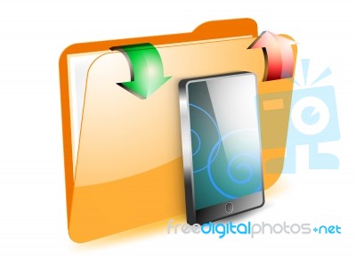 Share Smartphone On Folder Stock Image