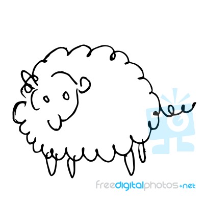 Sheep Doodle Hand Drawn Stock Image