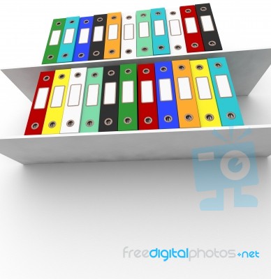 Shelves Of Colorful Files Stock Image