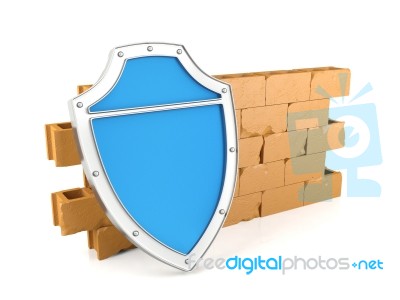 Shield And Wall, 3d Render Stock Image