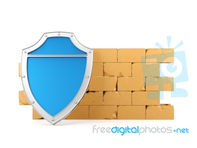 Shield And Wall, 3d Render Stock Image