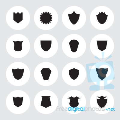 Shield Icon Set Circle  Illustration Stock Image