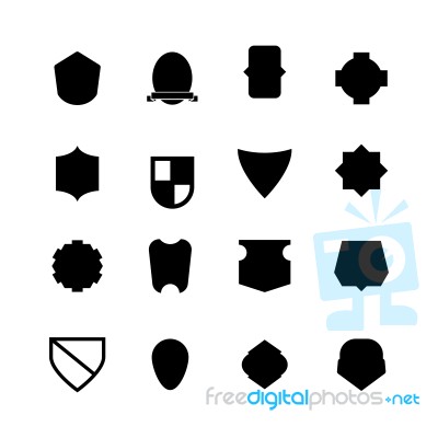 Shield Icon Set On White Background Stock Image