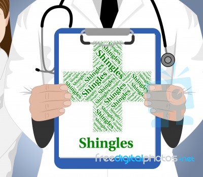 Shingles Word Shows Viral Disease And Afflictions Stock Image