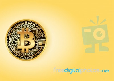 Shiny Golden Bitcoin Stock Photo