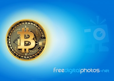 Shiny Golden Bitcoin Stock Photo