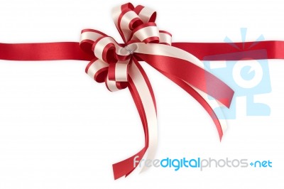 Shiny Red Ribbon Bow Stock Photo