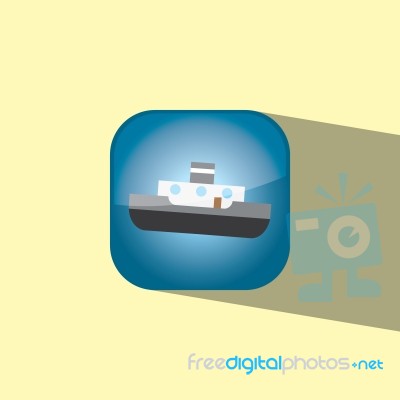 Ship Button Icon Flat   Illustration Stock Image