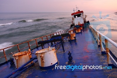 Ship Wreck On The Coast Stock Photo