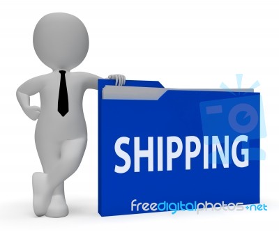 Shipping Folder Indicates Delivering Freight 3d Rendering Stock Image