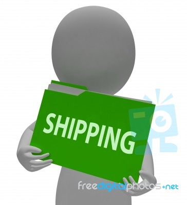 Shipping Folder Indicates Sending Freight 3d Rendering Stock Image