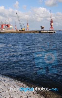 Shipyard In Lisbon Stock Photo