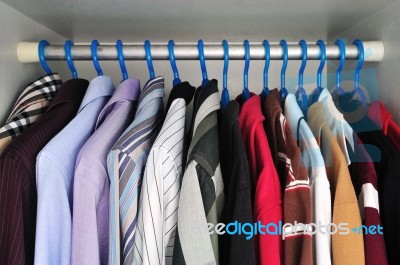 Shirts That Are Hanging Stock Photo