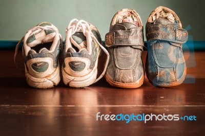 Shoes Against A Wall Stock Photo