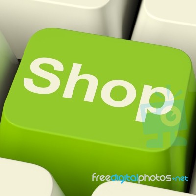 Shop Computer Key In Green Stock Image