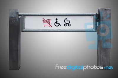 Shop Exit For Physically Challenged Persons And Strollers, Isola… Stock Photo