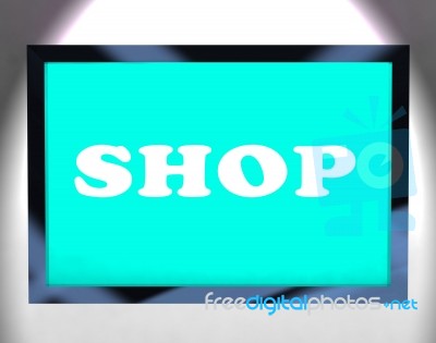 Shop Screen Shows Buying From Store Online Stock Image