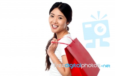 Shopaholic Attractive Asian Girl Stock Photo