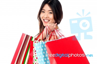 Shopaholic Attractive Asian Girl Stock Photo