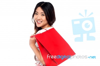 Shopaholic Attractive Asian Girl Stock Photo