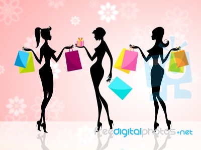 Shopper Shopping Shows Commercial Activity And Adults Stock Image