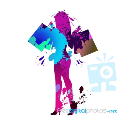 Shopper Woman Means Retail Sales And Adult Stock Image