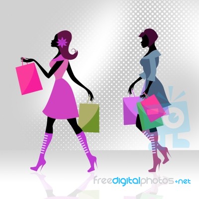 Shopper Women Means Commercial Activity And Adults Stock Image