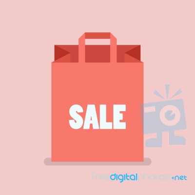 Shopping Bag In Flat Style Stock Image