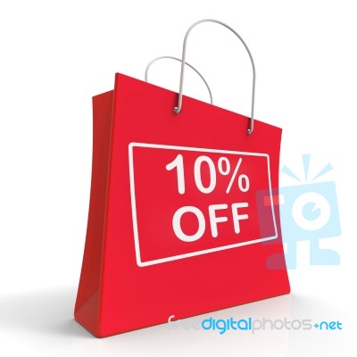 Shopping Bag Shows Sale Discount Ten Percent Off 10 Stock Image