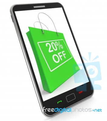 Shopping Bag Shows Sale Discount Twenty Percent Off 20 Stock Image