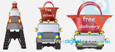 Shopping Bag Top Of Off Road Truck Stock Image