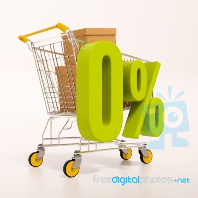 Shopping Cart And 0 Percent Stock Image