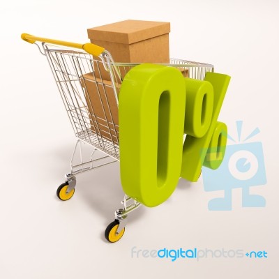 Shopping Cart And 0 Percent Stock Image