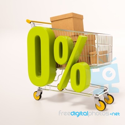 Shopping Cart And 0 Percent Stock Image