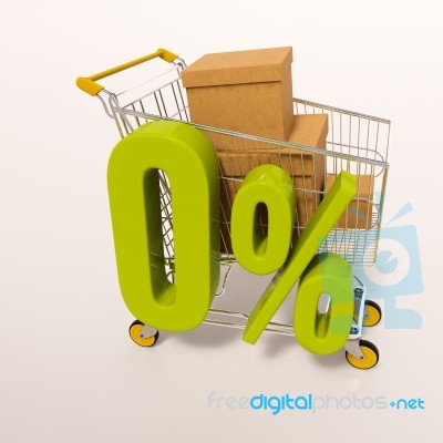 Shopping Cart And 0 Percent Stock Image